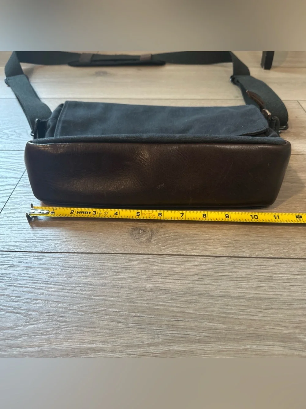 NutSac Magsatch 11 Messenger Bag Waxed Canvas Black Brown Leather Made In USA